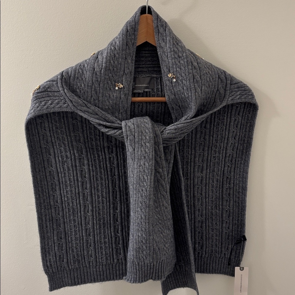 ANTHROPOLOGIE Embellished Cable-Knit Shrug. NWT! - Picture 7 of 10